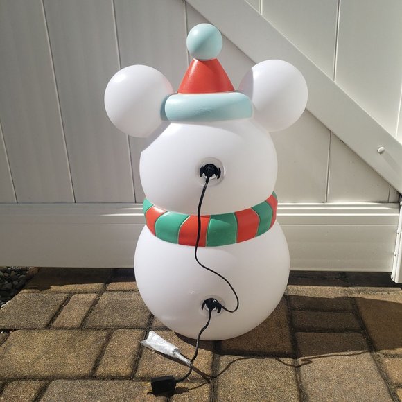 2021 Disney Mickey Mouse Blow Mold Snowman LIGHTS UP 28" TALL Gemmy - Picture 2 of 2